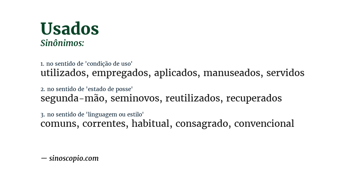 Sinônimo de usados