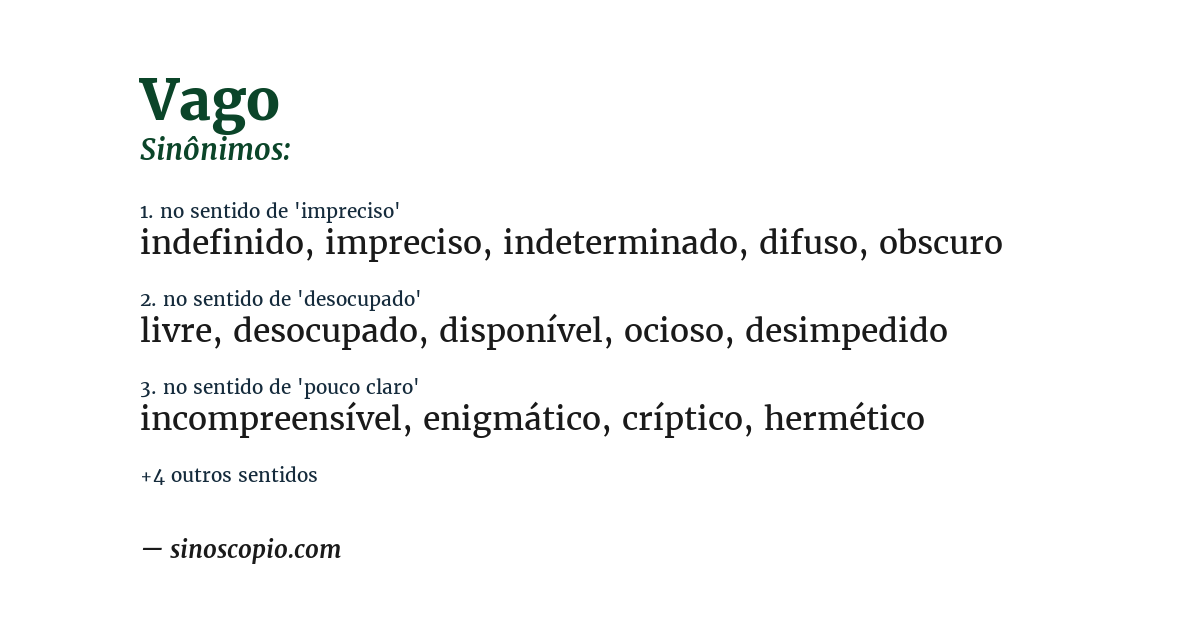 Sinônimo de vago