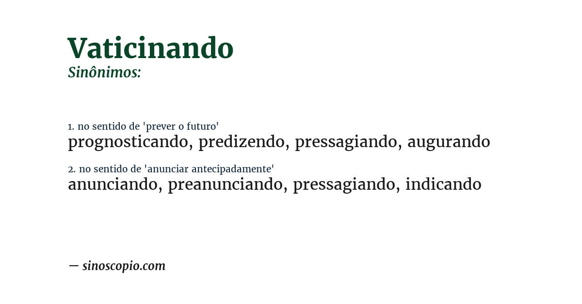 Sinônimo de vaticinando