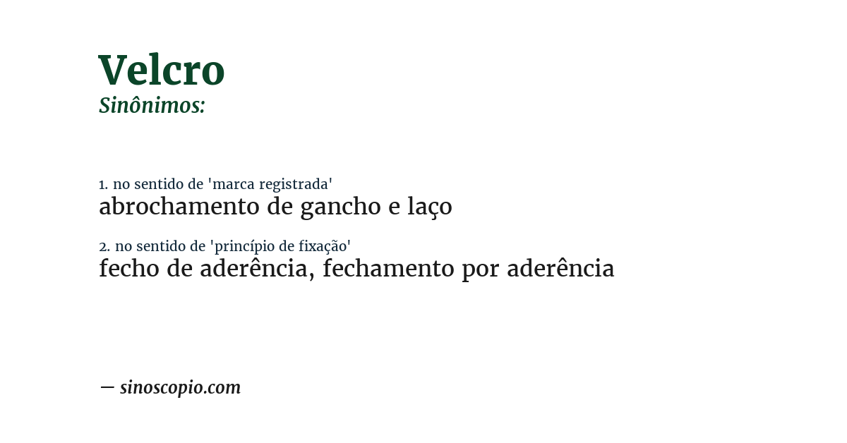 Sinônimo de velcro