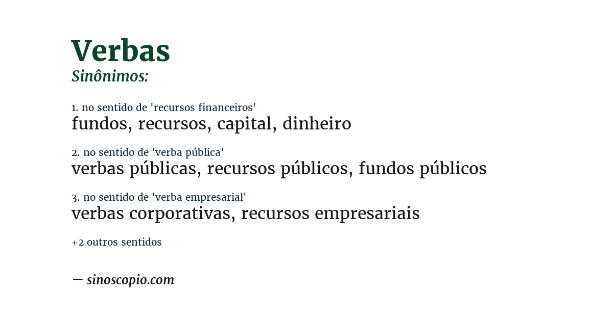Sinônimo de verbas