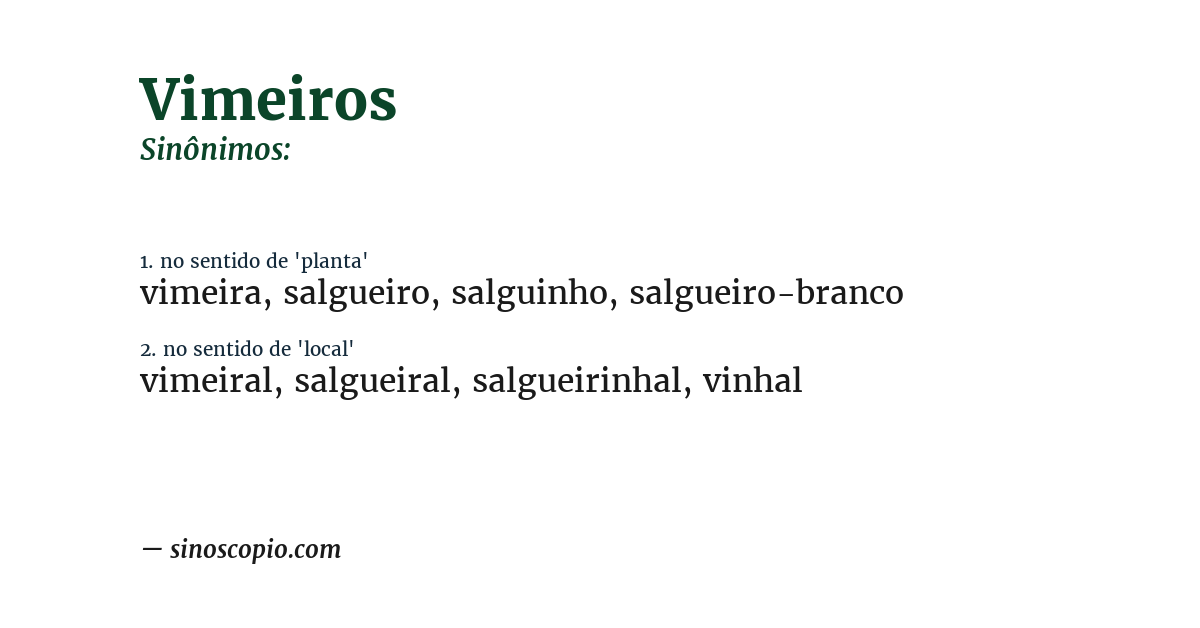 Sinônimo de vimeiros