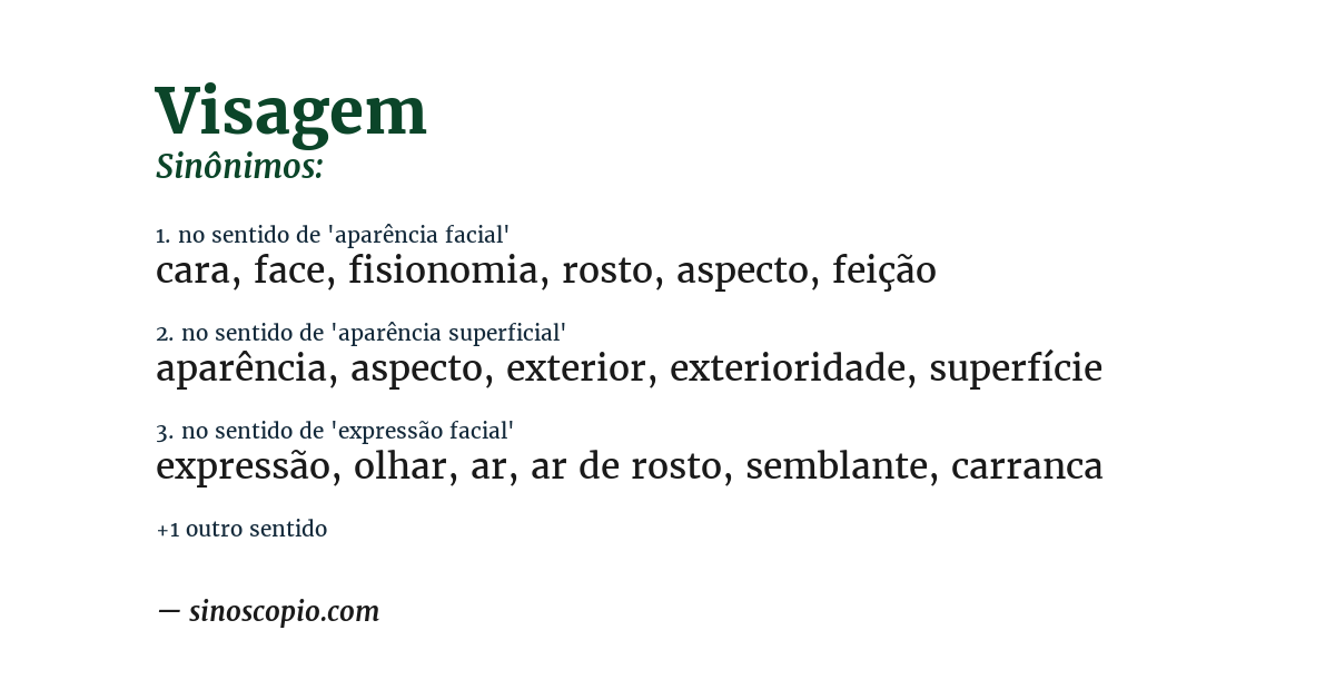 Sinônimo de visagem