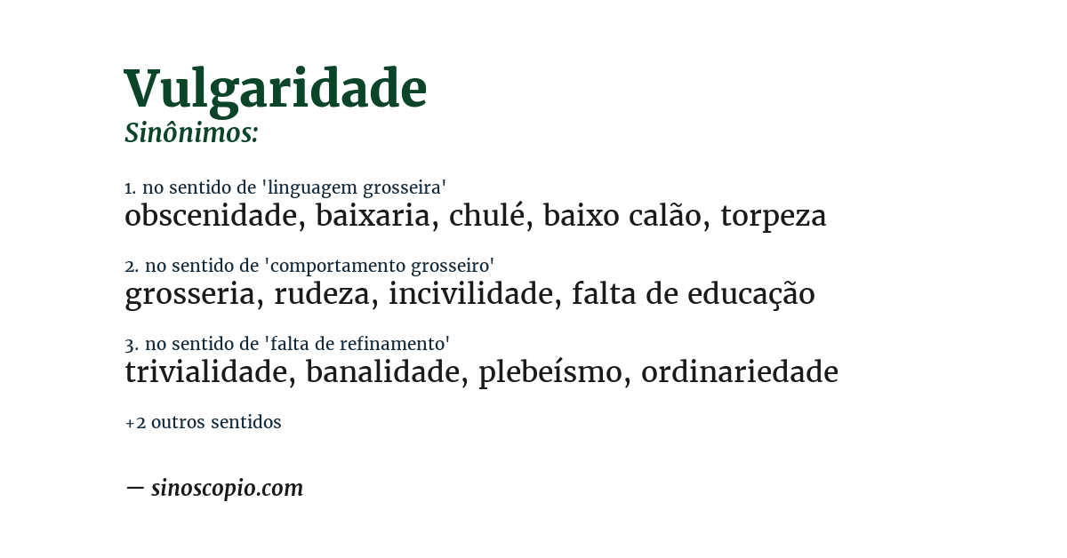 Sinônimo de vulgaridade