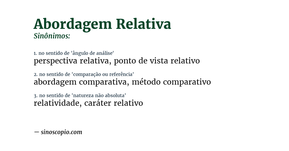 Sinônimo de abordagem relativa