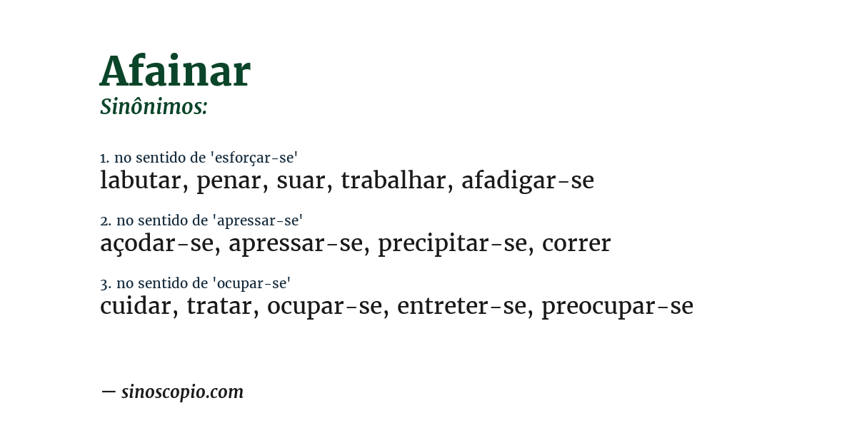 Sinônimo de afainar