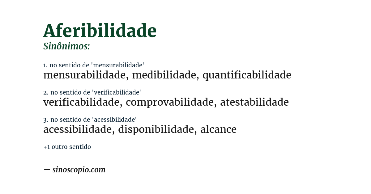 Sinônimo de aferibilidade