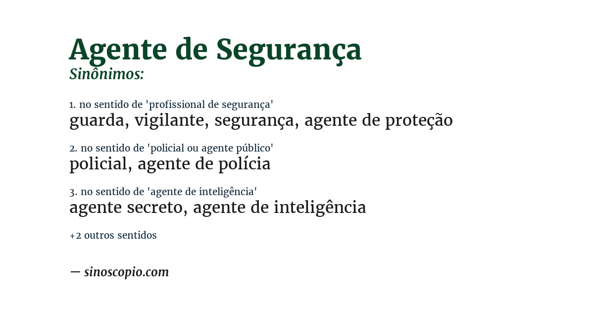 Sinônimo de agente de segurança