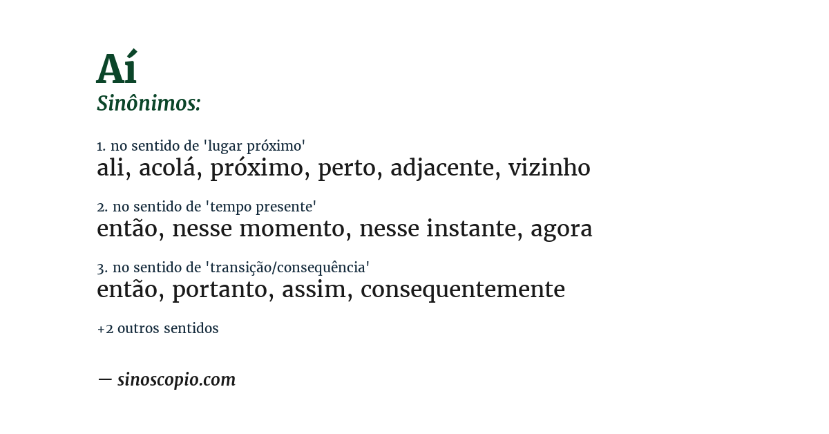 Sinônimo de aí