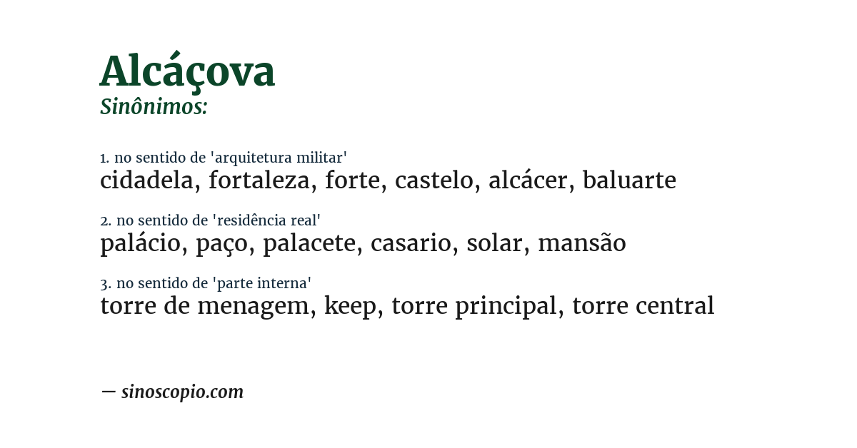 Sinônimo de alcáçova