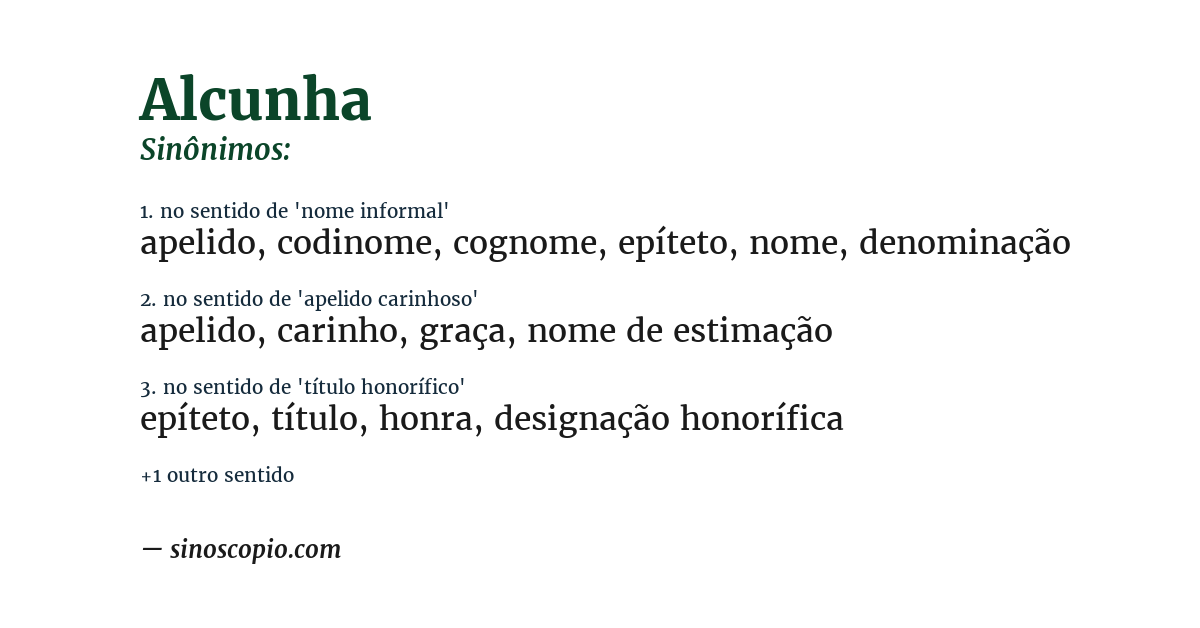 Sinônimo de alcunha