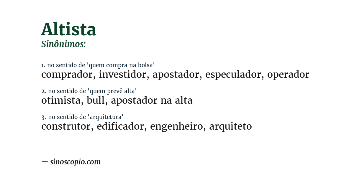 Sinônimo de altista