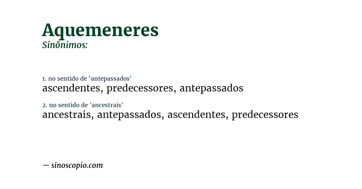 Sinônimo de aquemeneres