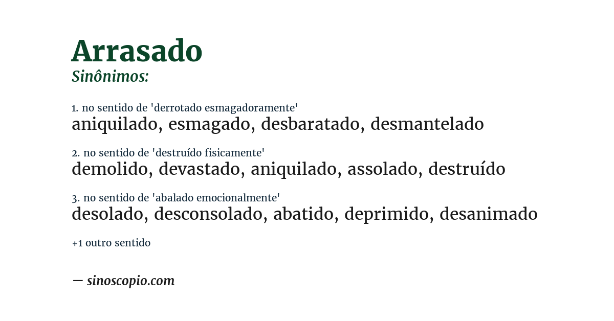 Sinônimo de arrasado