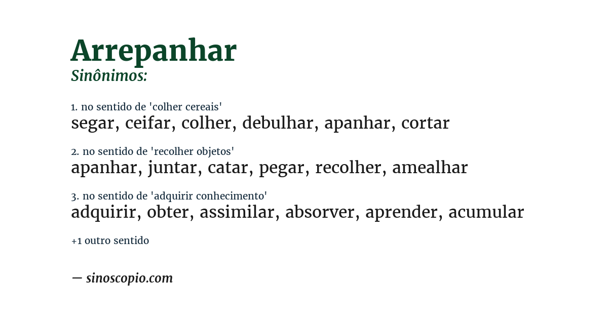 Sinônimo de arrepanhar
