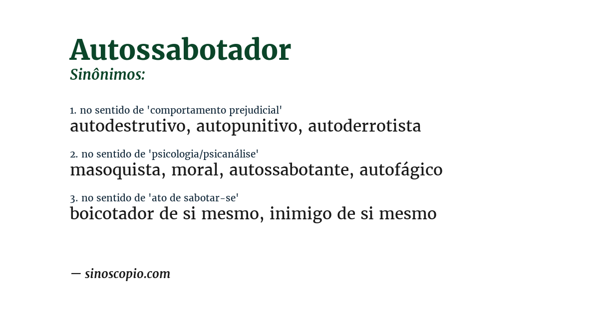 Sinônimo de autossabotador