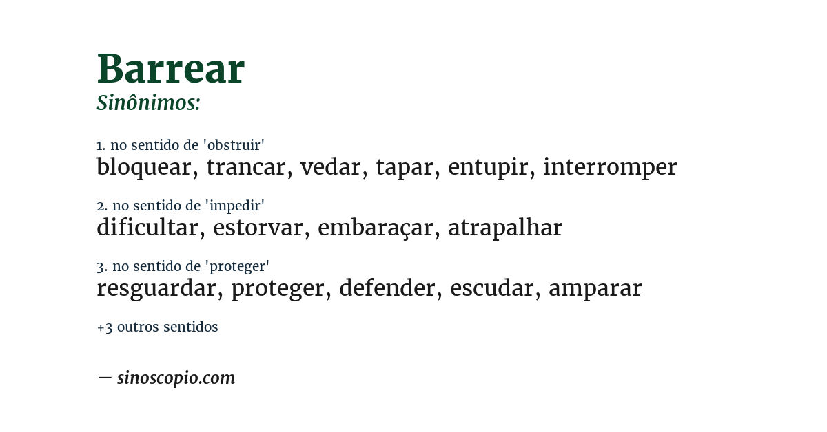 Sinônimo de barrear