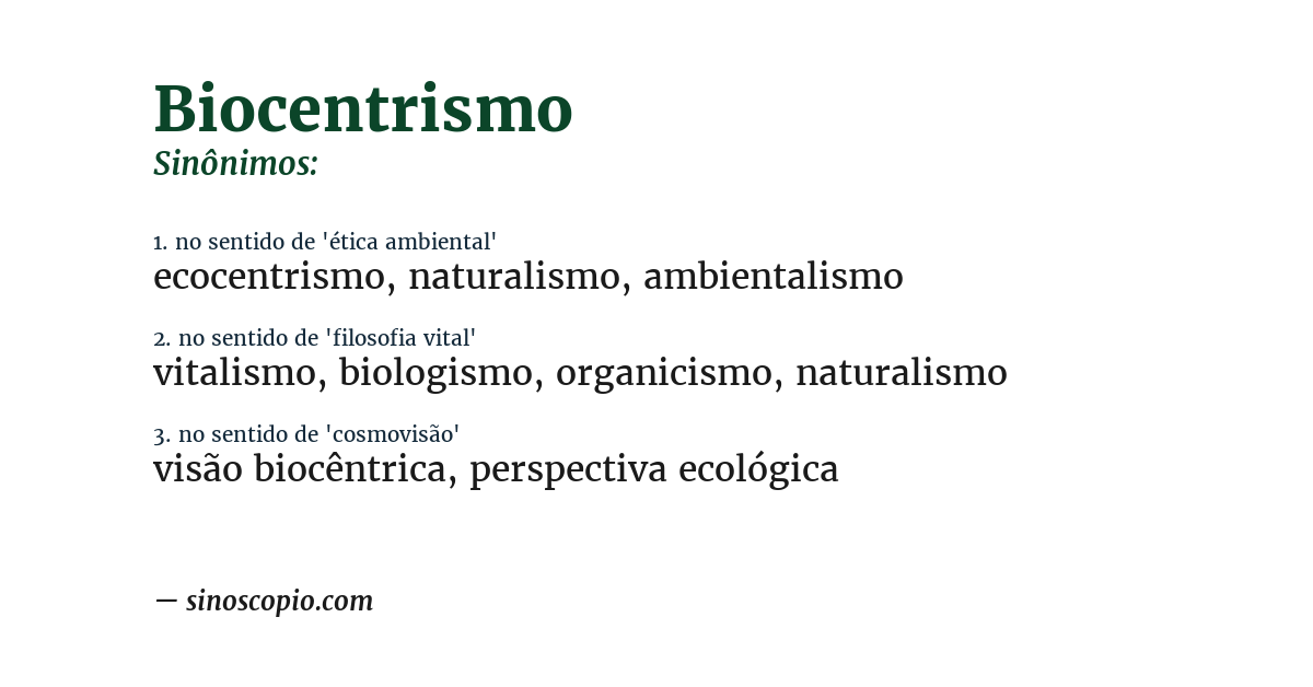 Sinônimo de biocentrismo