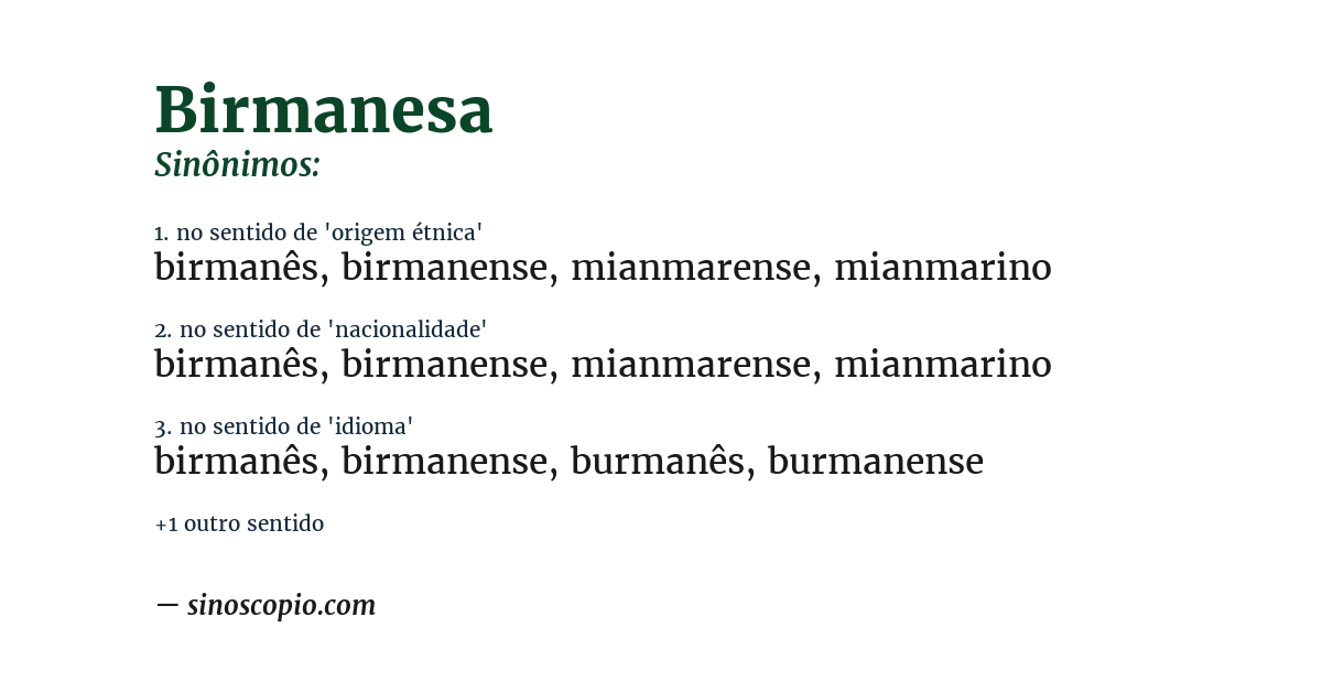 Sinônimo de birmanesa