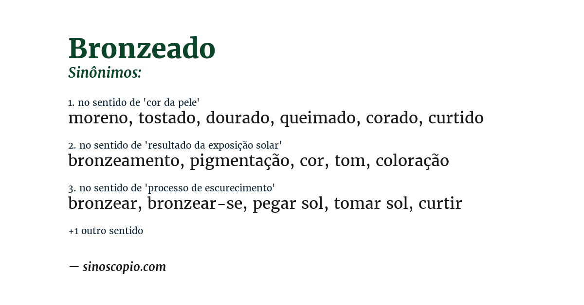 Sinônimo de bronzeado