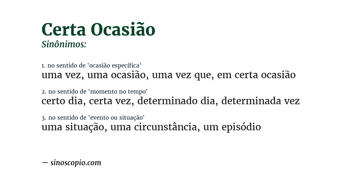 Sinônimo de certa ocasião