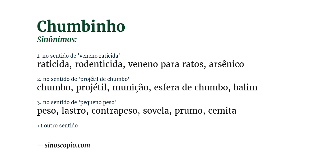 Sinônimo de chumbinho