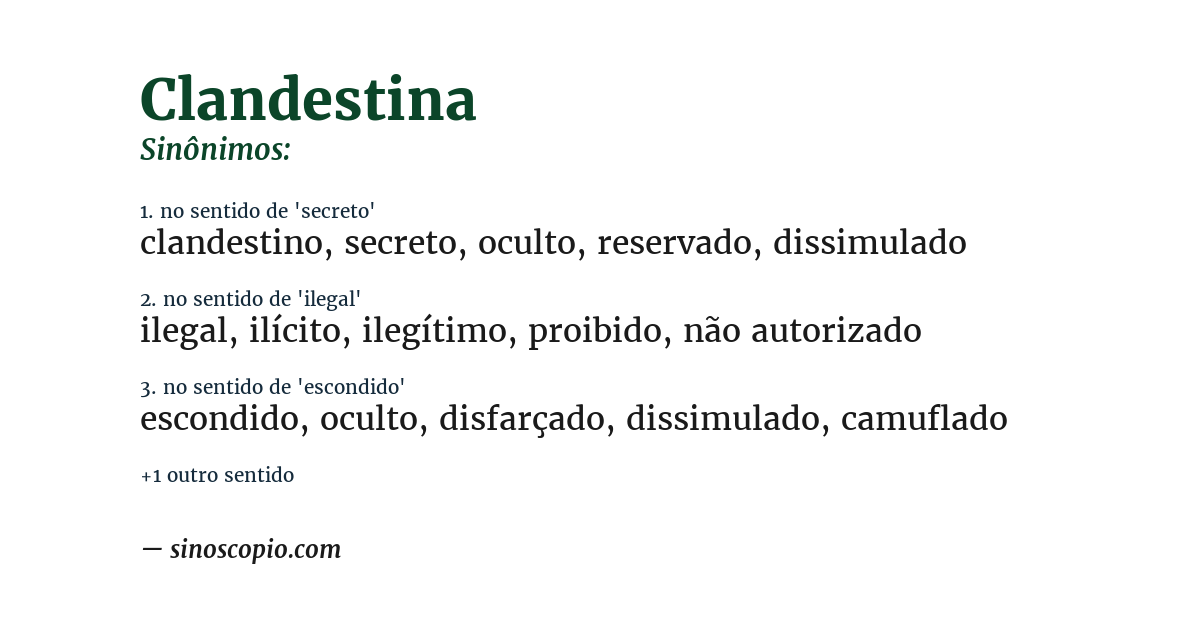Sinônimo de clandestina