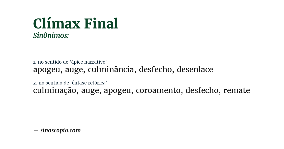 Sinônimo de clímax final
