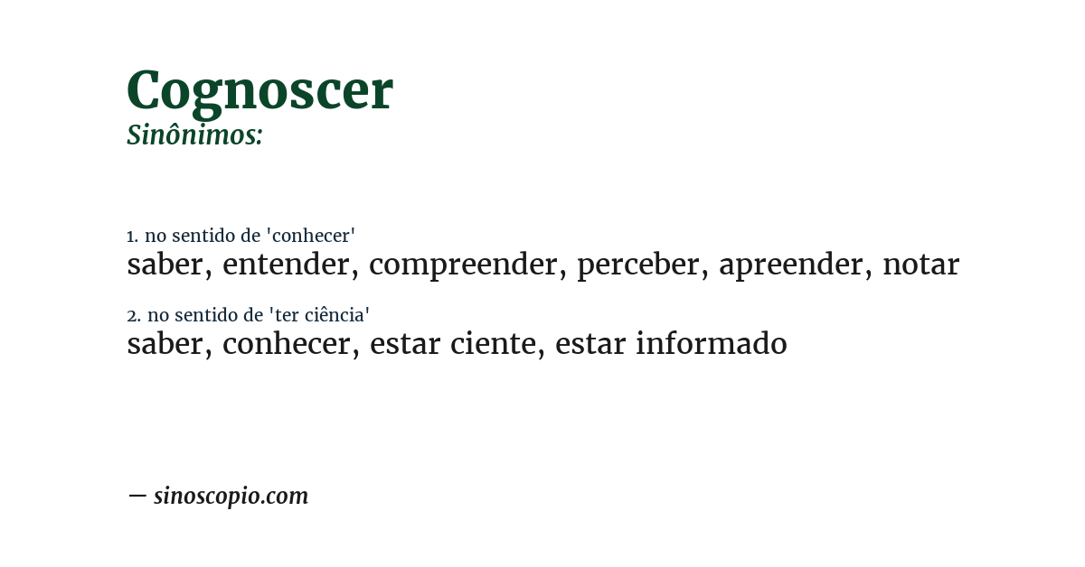 Sinônimo de cognoscer