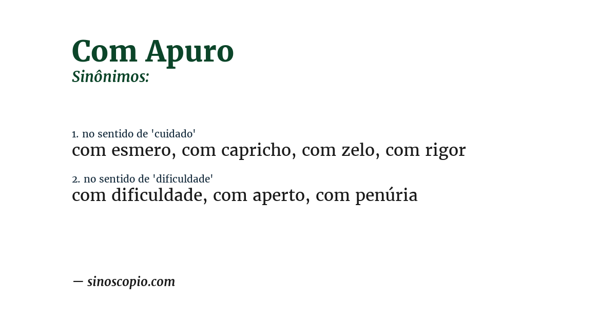 Sinônimo de com apuro