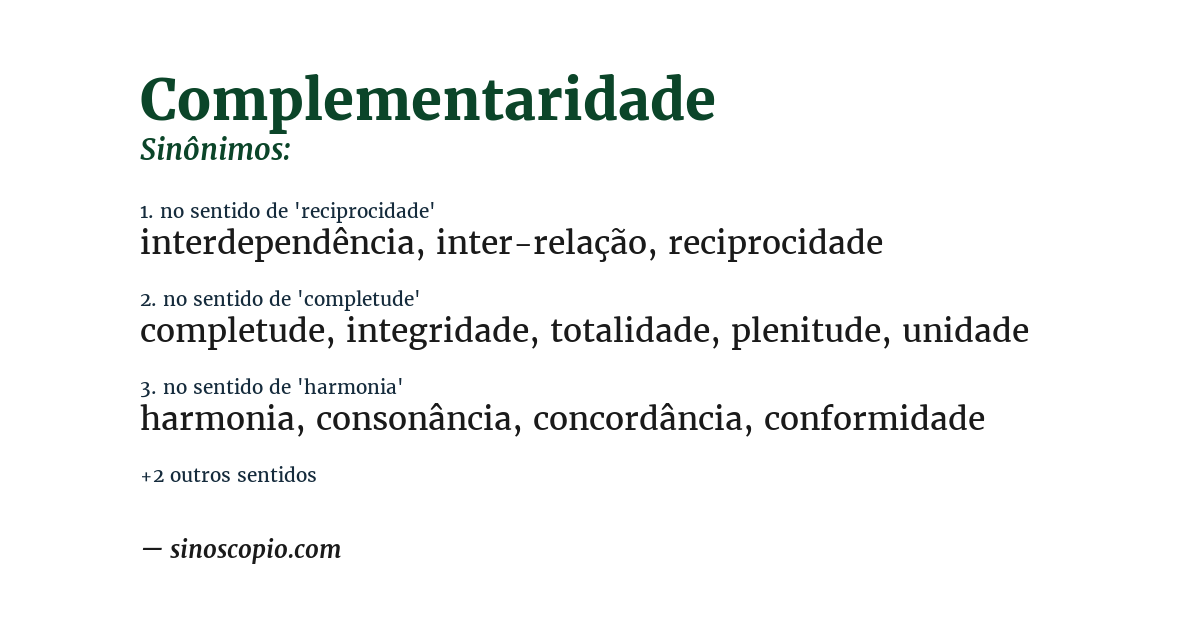 Sinônimo de complementaridade