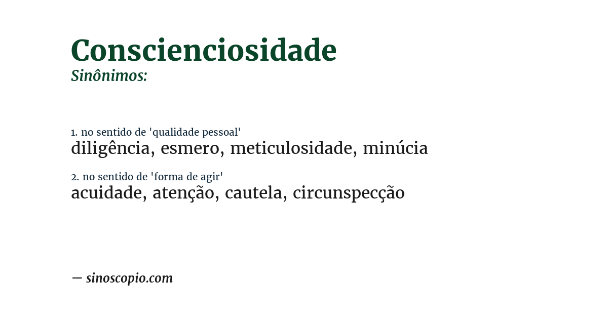 Sinônimo de conscienciosidade