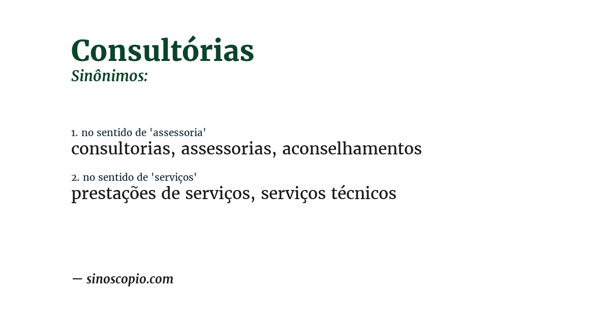 Sinônimo de consultórias