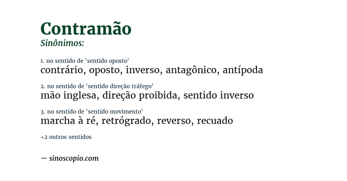 Sinônimo de contramão