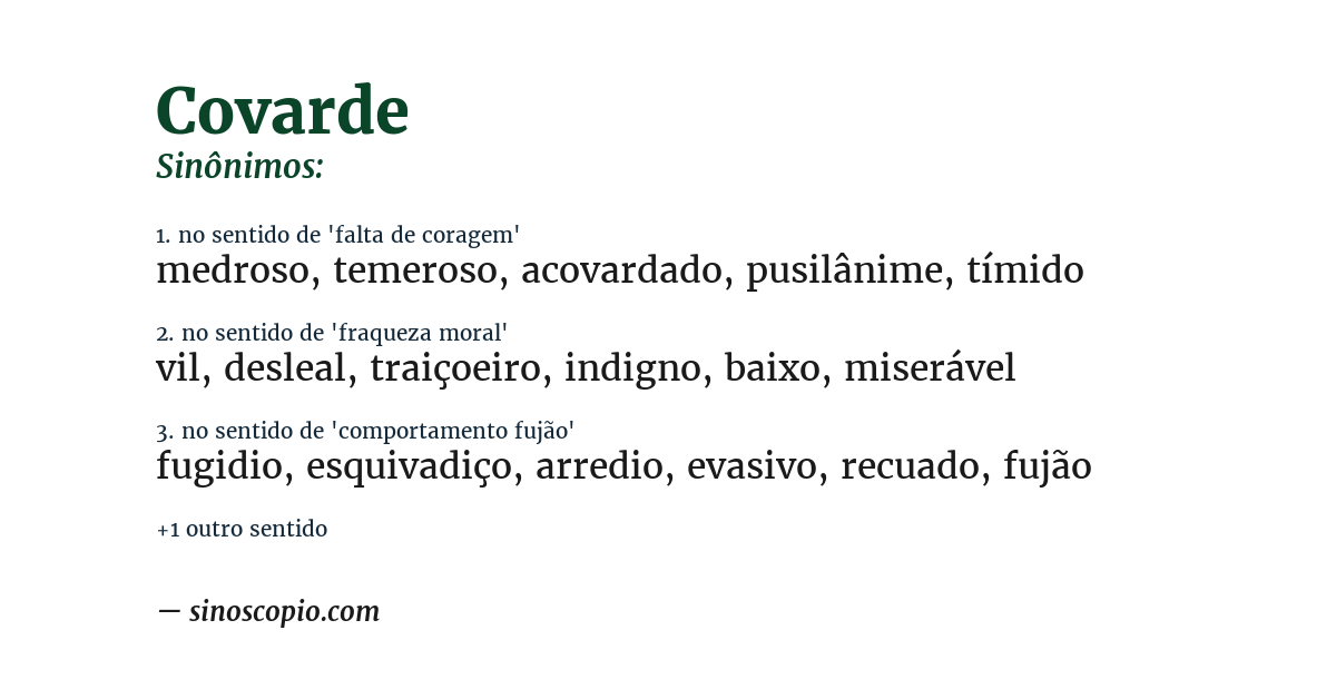 Sinônimo de covarde