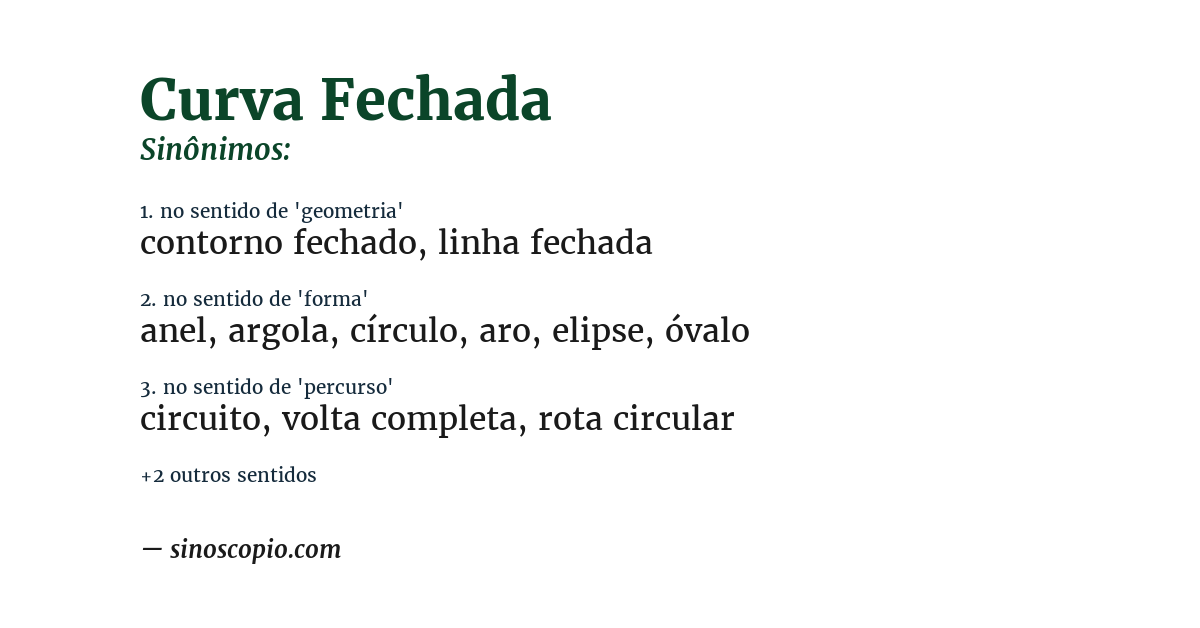 Sinônimo de curva fechada