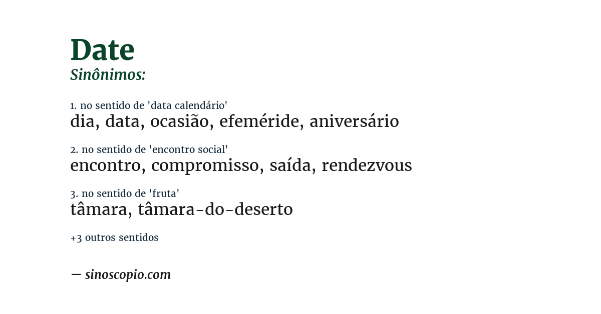 Sinônimo de date