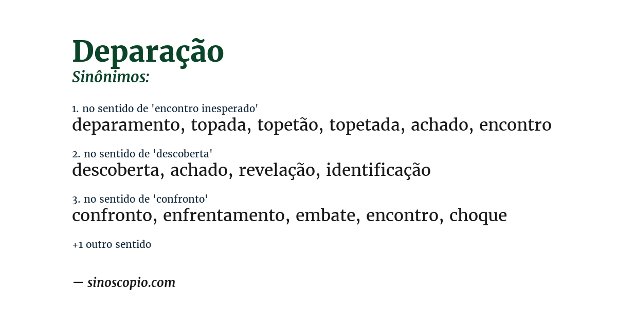 Sinônimo de deparação