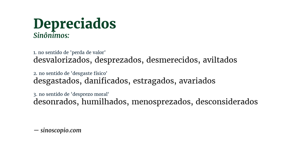 Sinônimo de depreciados