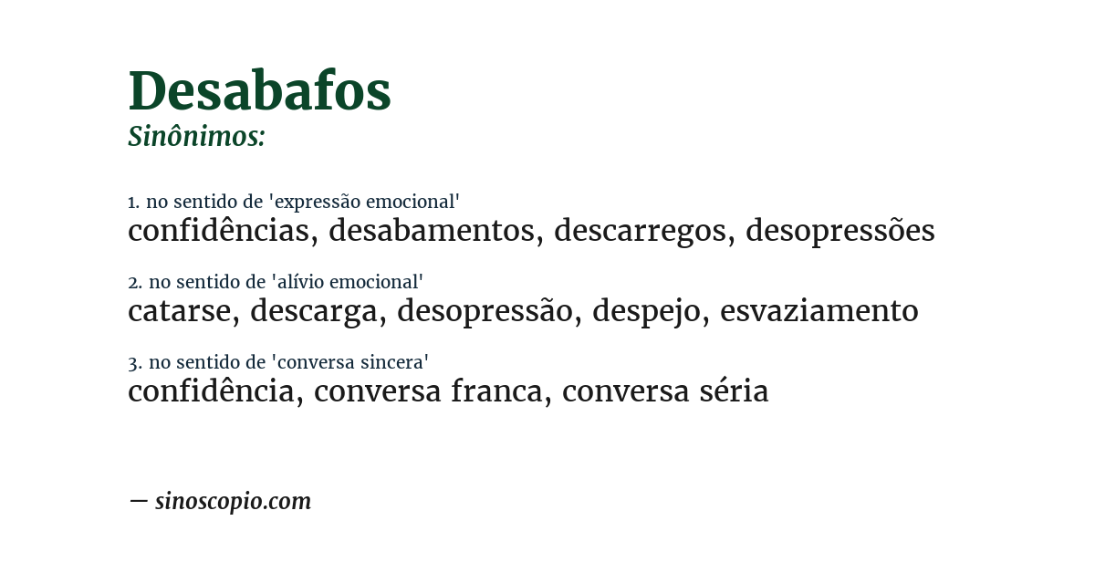 Sinônimo de desabafos