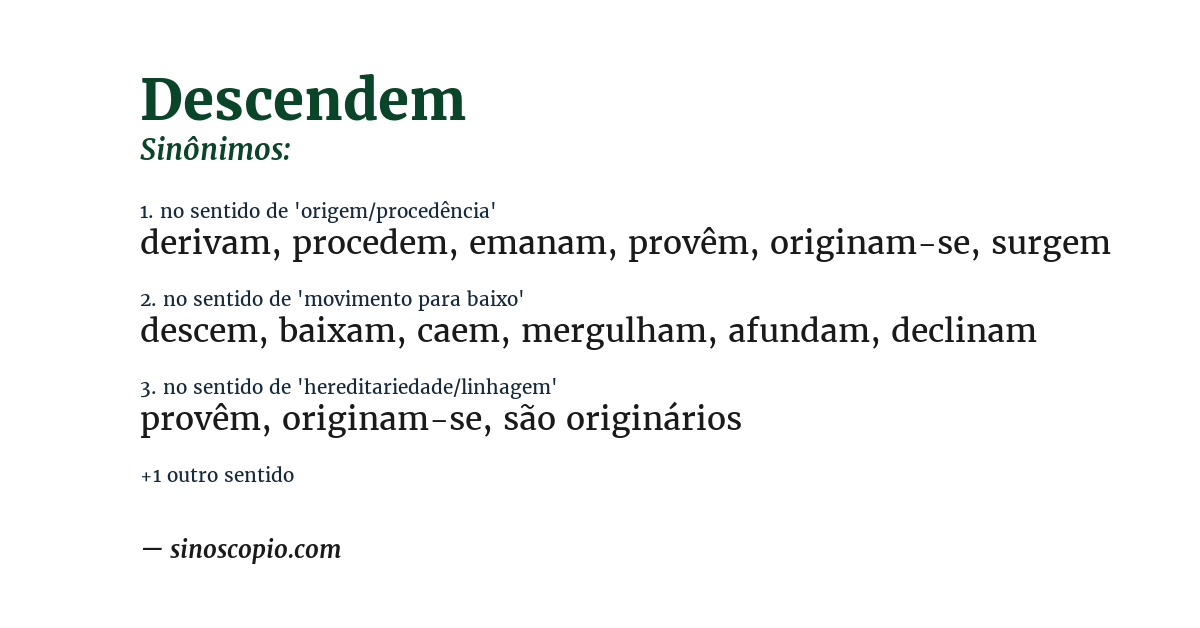 Sinônimo de descendem