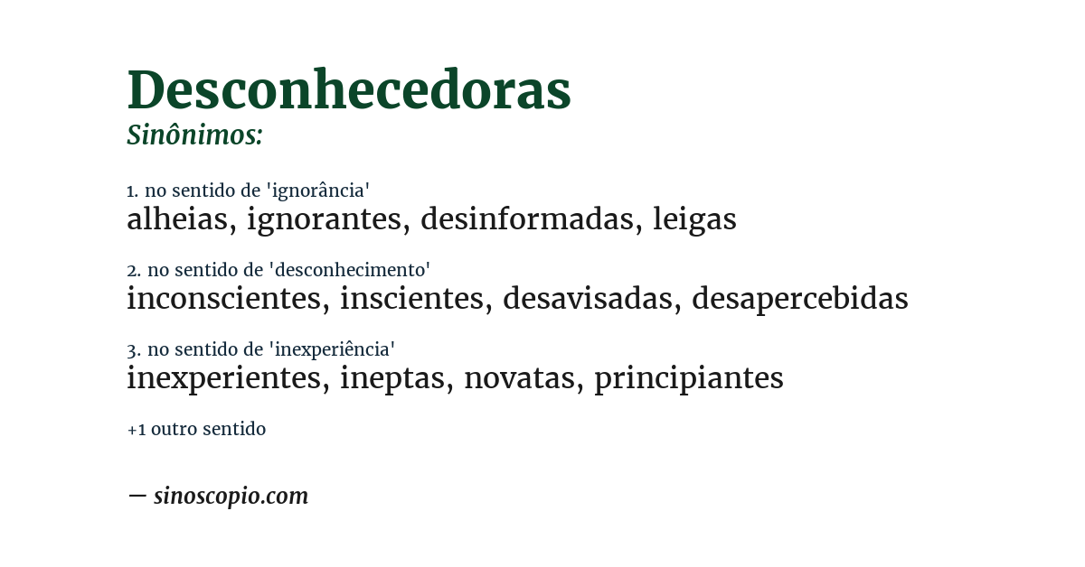 Sinônimo de desconhecedoras