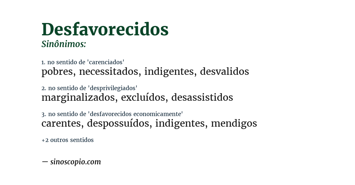 Sinônimo de desfavorecidos