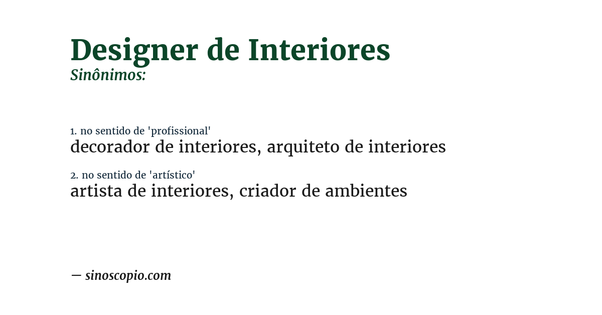 Sinônimo de designer de interiores
