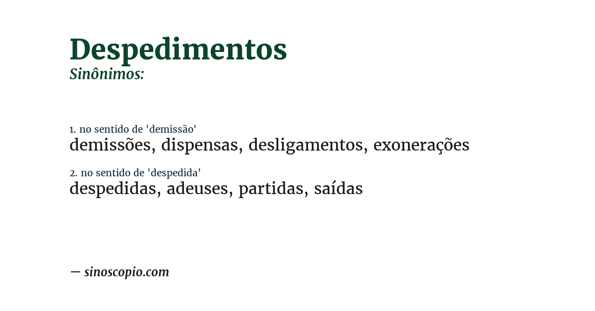 Sinônimo de despedimentos