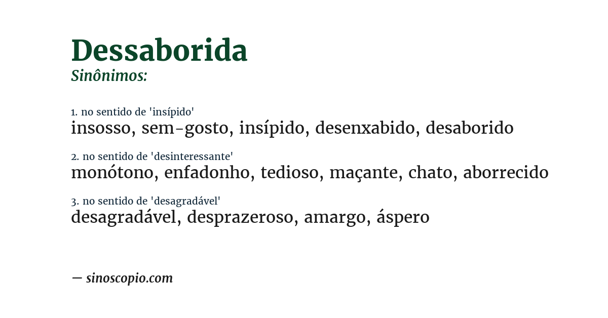 Sinônimo de dessaborida