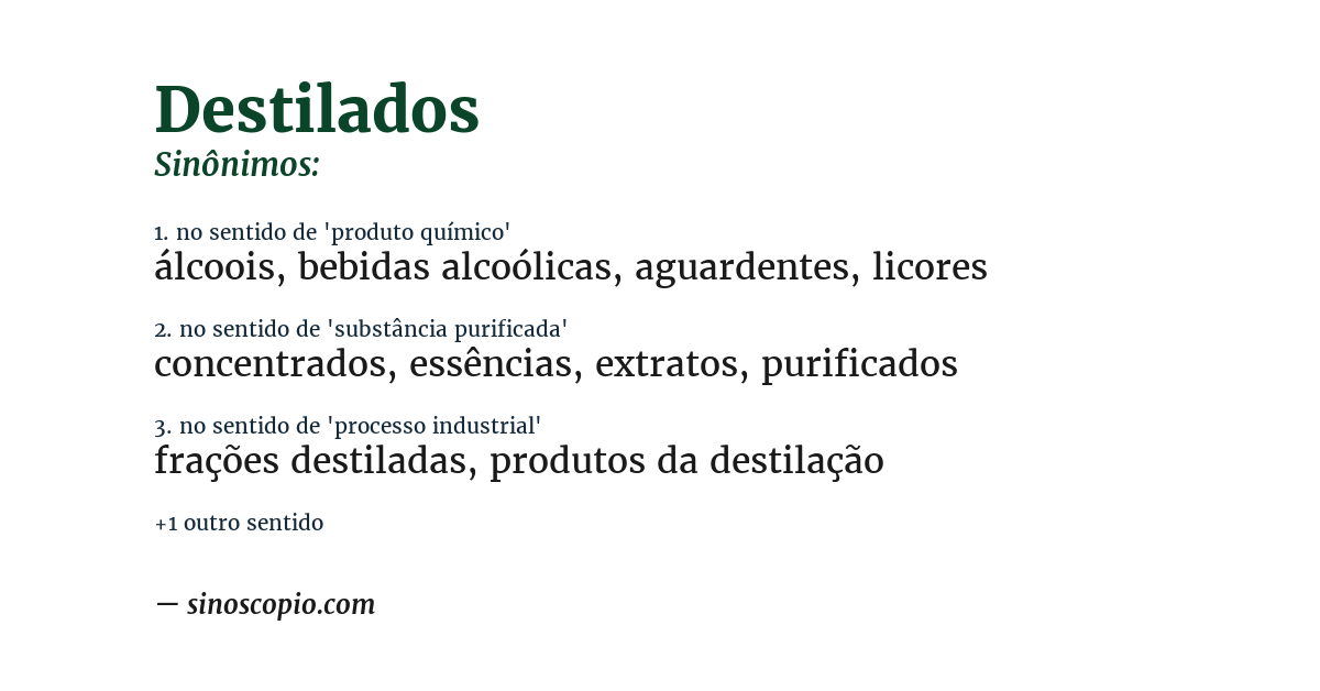 Sinônimo de destilados