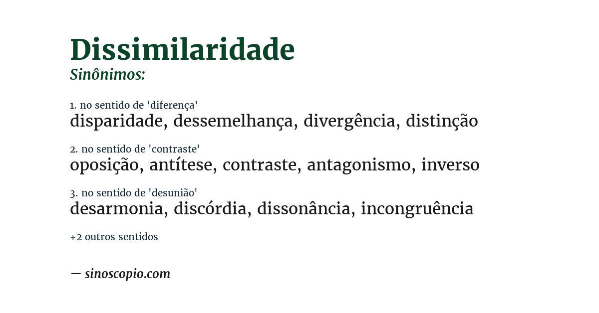 Sinônimo de dissimilaridade