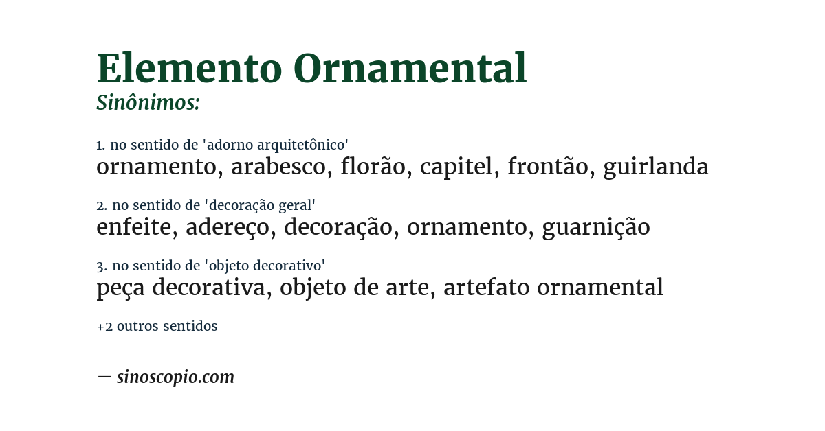 Sinônimo de elemento ornamental