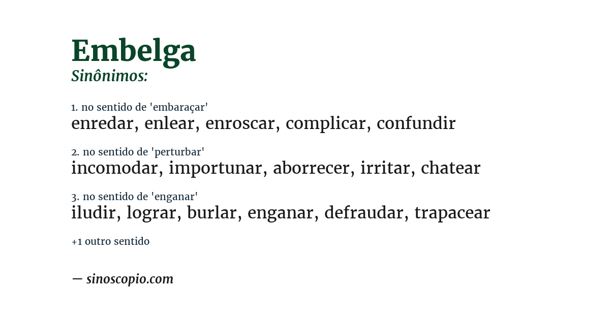 Sinônimo de embelga